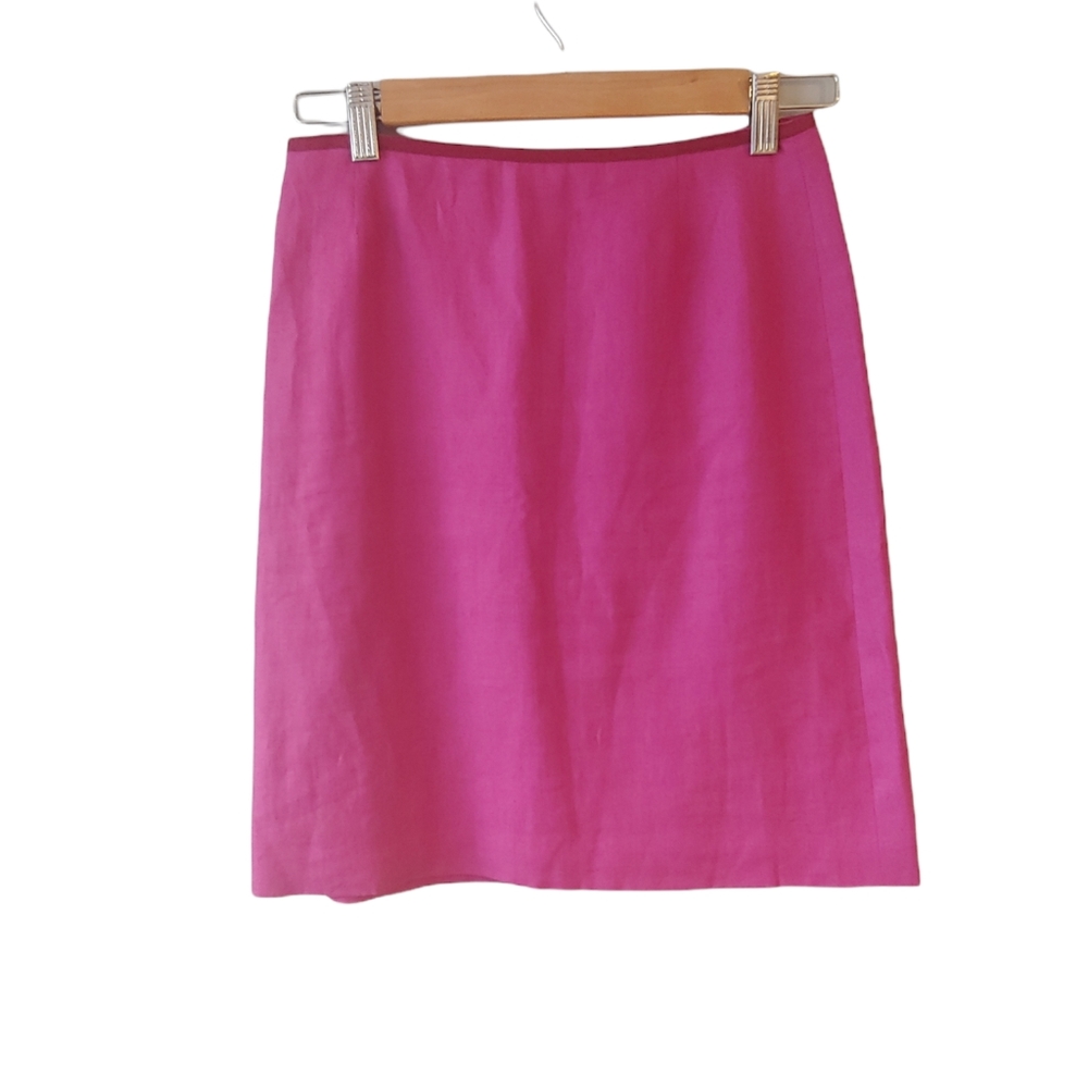 J. Crew 100% Linen Magenta Miniskirt with back zip Size 2
